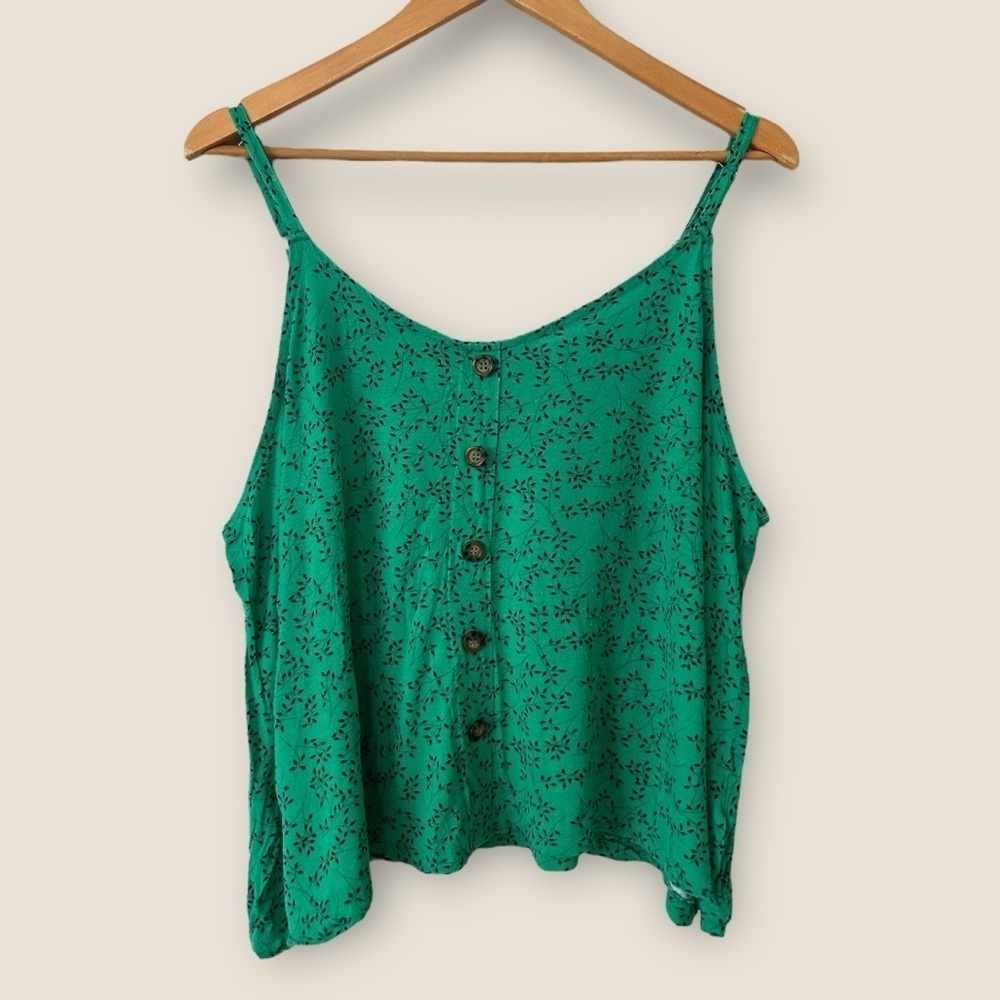 French Twist Green Patterned Tank Top